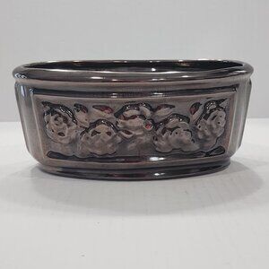 Vintage Haegar Pottery Metallic Copper Luster Ceramic Oval Planter With Raised F
